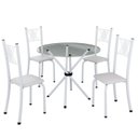 Ver imagem 2 de Conjunto de Jantar Mesa Tampo Redondo de Vidro Incolor com 4 Cadeiras Sara Yescasa