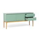 Ver imagem 6 de Buffet Aparador 2 Portas e 2 Gavetas MDF com Pés em Madeira Maciça Bento Yescasa Verde/Sálvia/Amêndoa