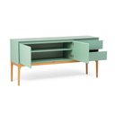 Ver imagem 4 de Buffet Aparador 2 Portas e 2 Gavetas MDF com Pés em Madeira Maciça Bento Yescasa Verde/Sálvia/Amêndoa
