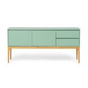 Ver imagem 3 de Buffet Aparador 2 Portas e 2 Gavetas MDF com Pés em Madeira Maciça Bento Yescasa Verde/Sálvia/Amêndoa