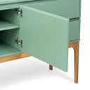 Ver mais imagens de Buffet Aparador 2 Portas e 2 Gavetas MDF com Pés em Madeira Maciça Bento Yescasa Verde/Sálvia/Amêndoa