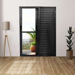 Porta Balcão de Alumínio 3 Folhas 210 x 150cm com Fechadura Linha 25 - 1