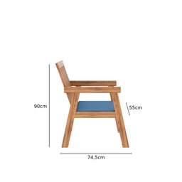 Conjunto Para Jardim 4 Peças 3 Poltronas 1 Mesa de Centro Família de Madeira Eucalipto Yescasa - 7