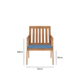 Conjunto Para Jardim 4 Peças 3 Poltronas 1 Mesa de Centro Família de Madeira Eucalipto Yescasa - 6