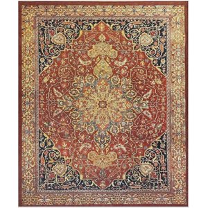 Tapete Sala 200x240 Classico Oriental Kashan Vermelho Preto