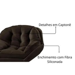 Poltrona Decorativa Califórnia Base de Madeira Giratória Veludo Marrom - 3