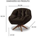 Ver imagem 6 de Poltrona Decorativa Califórnia Base de Madeira Giratória Veludo Marrom