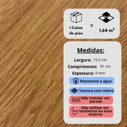 Piso Vinílico Rígido Clicado Amadeirado  4mm - Caixa com 1,64 m² - 3