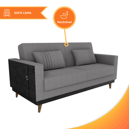 Sofá Cama 2 Lugares Esther Tecido Suede 203x95x90cm - Cinza/preto - 3