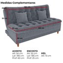 Ver imagem 4 de Sofa Cama 2 Lugares 185 Cm Duda Tecido Boucle F497 Cinza Milani Store Cinza