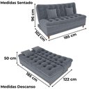 Ver imagem 3 de Sofa Cama 2 Lugares 185 Cm Duda Tecido Boucle F497 Cinza Milani Store Cinza