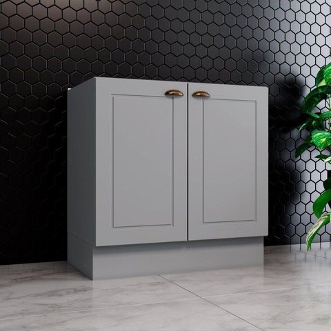 Módulo Balcão de Cozinha 2 Portas 80cm Cinza Emily Espresso Móveis