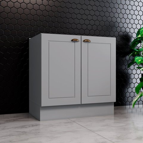 Módulo Balcão de Cozinha 2 Portas 80cm Cinza Emily Espresso Móveis