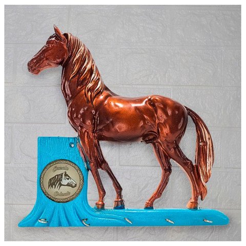 Porta Chaves Cavalo Crioulo Brasão 33cm