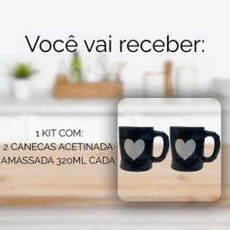 Jogo 2 Caneca Amassada 320ml para Chá Cappuccino - Preta - 6