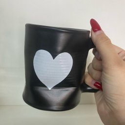 Jogo 2 Caneca Amassada 320ml para Chá Cappuccino - Preta - 3