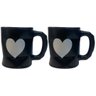 Jogo 2 Caneca Amassada 320ml para Chá Cappuccino - Preta - 1