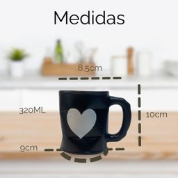 Jogo 2 Caneca Amassada 320ml para Chá Cappuccino - Preta - 2
