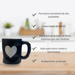 Jogo 2 Caneca Amassada 320ml para Chá Cappuccino - Preta - 4