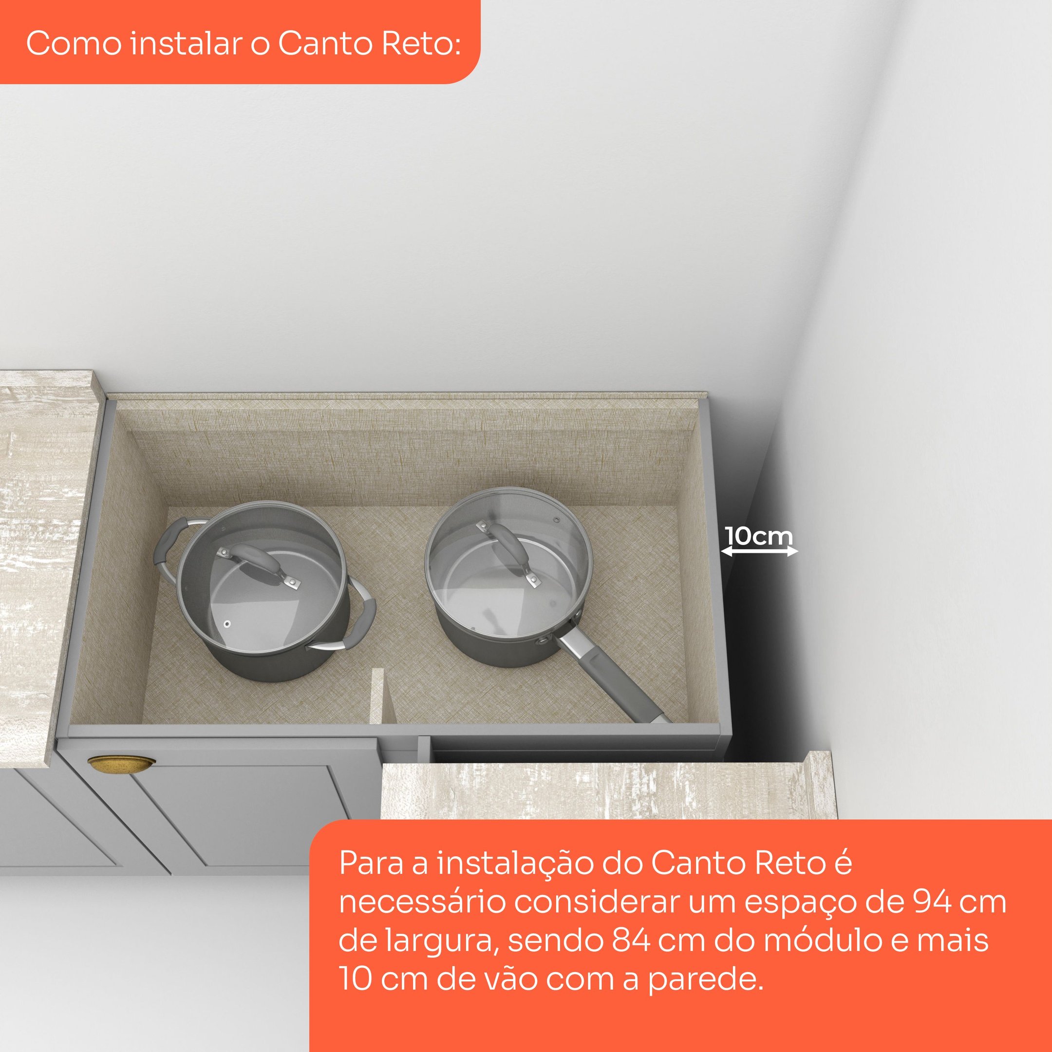 Balcão Canto Reto para Cozinha 1 Porta Emily Espresso Móveis - 7