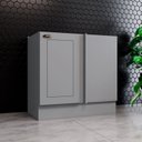 Ver imagem 1 de Balcão Canto Reto para Cozinha 1 Porta Emily Espresso Móveis Cinza