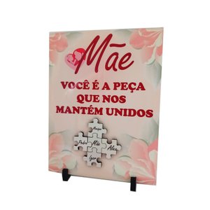 Porta Retrato Flor Rosa Dia Das Mães Azulejo - Mãe Você É a Peça Coleção Tea & Amor Az