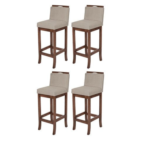 Kit 4 Banqueta Alta em Madeira Maciça