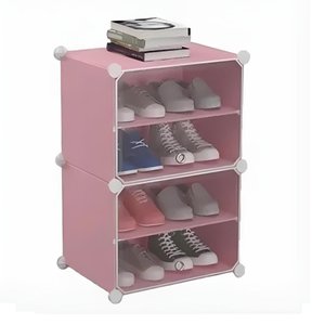 Sapateira Organizador Multifuncional Armario Desmontavel 4 Prateleiras para Roupas e Brinquedos Rosa