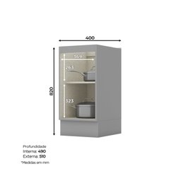 Módulo Balcão de Cozinha 1 Porta 40cm Emily Espresso Móveis - 4