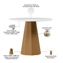 Ver imagem 3 de Mesa de Jantar 4 Lugares Redonda 117cm Base Cone Tampo MDF com Vidro Erimon N01 Ypê Off White - Lyam