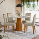 Ver imagem 2 de Mesa de Jantar 4 Lugares Redonda 117cm Base Cone Tampo MDF com Vidro Erimon N01 Ypê Off White - Lyam