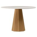 Ver imagem 5 de Mesa de Jantar 4 Lugares Redonda 117cm Base Cone Tampo MDF com Vidro Erimon N01 Ypê Off White - Lyam