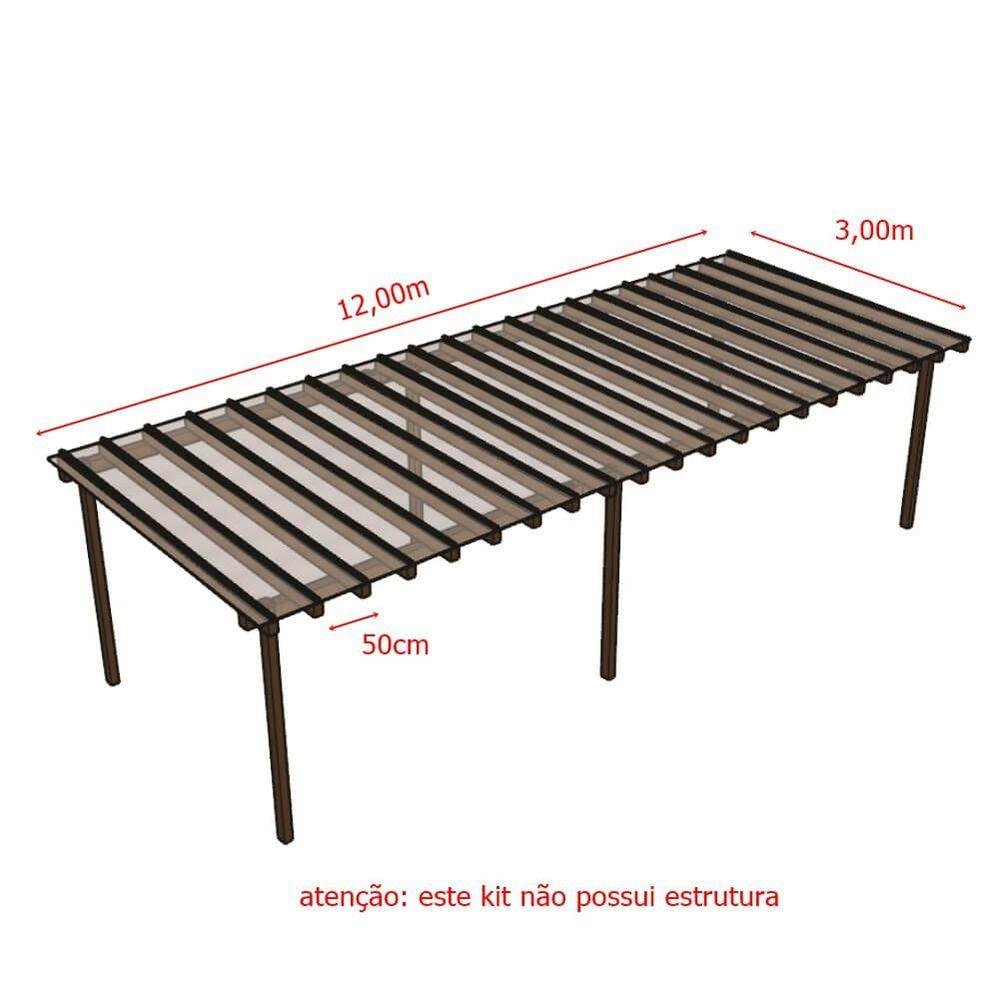 Kit Policarbonato Branco 4mm 12,00m X 3,00m - Perfis Naturais - 5