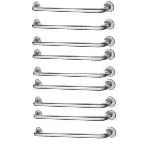 Alça de Apoio Barra Inox Kit 9 Unidades 70cm Acessibilidade Deficiente Anti Queda Idoso Gestante Pre