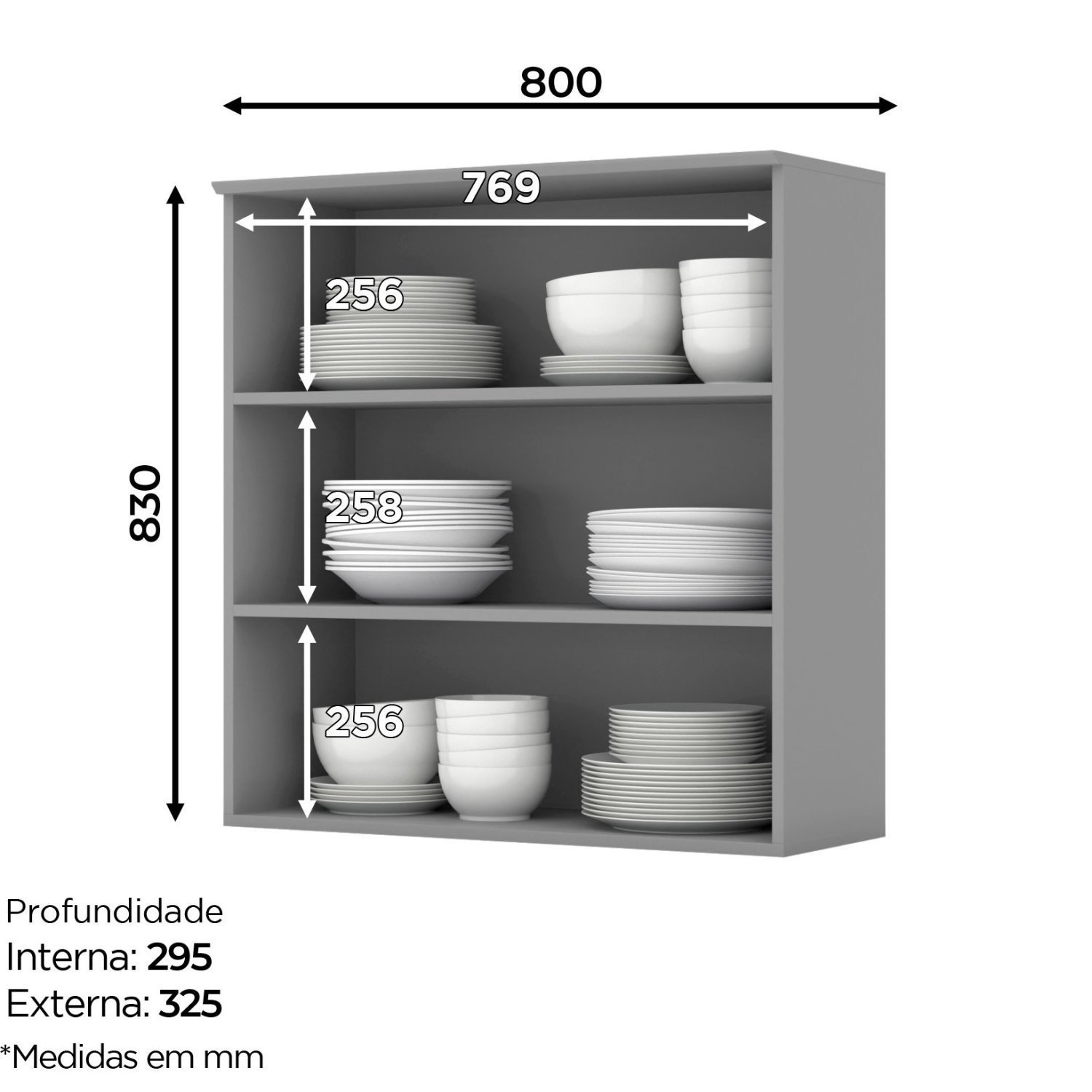 Armário Aéreo 2 Portas 80cm Emily Espresso Móveis - 4