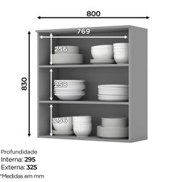 Armário Aéreo 2 Portas 80cm Emily Espresso Móveis - 3 Armário Aéreo 2 Portas 80cm Emily Espresso Móveis - 3