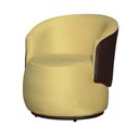 Ver imagem 2 de Poltrona Organica Beatriz Suede Amarelo C/ Composê Corano Marrom - Lm Decor