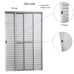 Porta Balcão de Alumínio 3 Folhas 210 x 120cm Linha Modular - 3