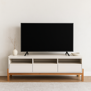 Rack Para TV até 55 Polegadas 100% MDF e Pés Madeira Maciça Tiê CabeCasa MadeiraMadeira