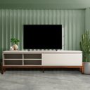Ver imagem 1 de Rack para TV até 84 Polegadas 100% MDF 218cm Pés em Madeira Maciça Tiê CabeCasa MadeiraOriginals Branco