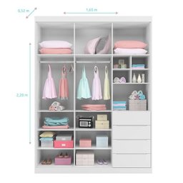 Jogo de Quarto Infantil Pérola com Guarda Roupa e Cômoda Branco - Phoenix Baby - 4