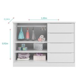 Jogo de Quarto Infantil Pérola com Guarda Roupa e Cômoda Branco - Phoenix Baby - 6
