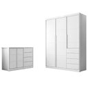 Ver imagem 2 de Jogo de Quarto Infantil Pérola com Guarda Roupa e Cômoda Branco - Phoenix Baby