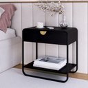 Ver imagem 2 de Mesa de Cabeceira 1g Organica 60 Cm 28061 Nero Preto Artesano