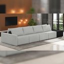 Ver imagem 2 de Sofá Ilha Modular para Sala 392cm com Puff Dublin K01 Linho Cinza e Sintético Preto - Lyam Decor