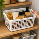Ver imagem 5 de Cesto Organizador Banheiro Armario Multiuso Branco Cestinha 14 Litros Grande Fruteira Alca Cozinha L