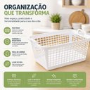 Ver imagem 3 de Cesto Organizador Banheiro Armario Multiuso Branco Cestinha 14 Litros Grande Fruteira Alca Cozinha L