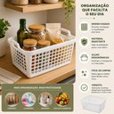Ver imagem 6 de Cesto Organizador Banheiro Armario Multiuso Branco Cestinha 14 Litros Grande Fruteira Alca Cozinha L