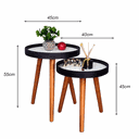 Ver imagem 6 de Mesa Lateral Apoio Kit Canto Conjunto Retro Pequena Rustico Ambiente Recepção Casa:Tampos Brancos Pé