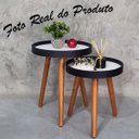Ver imagem 4 de Mesa Lateral Apoio Kit Canto Conjunto Retro Pequena Rustico Ambiente Recepção Casa:Tampos Brancos Pé